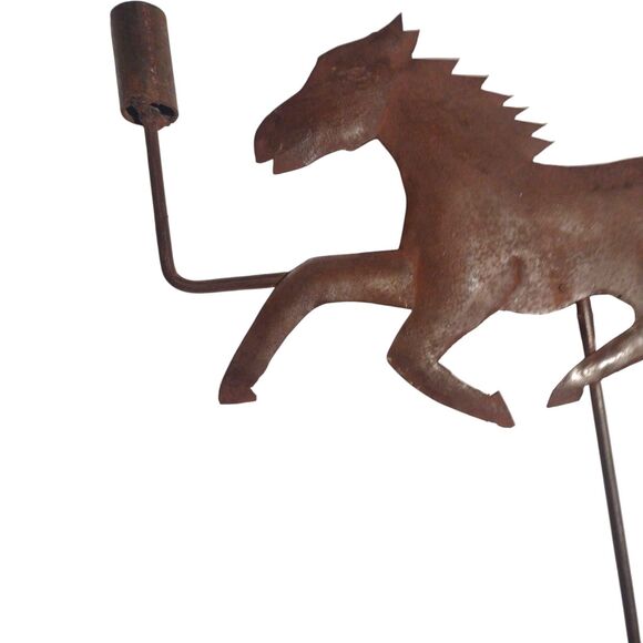 Rustic Metal Horse Candle Holder Primitive Ranch Equestrian Folk Art Vane Vtg - Picture 6 of 11